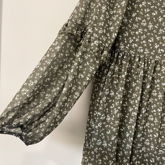 Peach Love Womens Dress Size Medium Green White Floral Ruffle Boho NWT - Picture 5 of 13